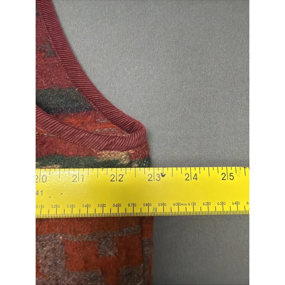 Ride brand Southwestern-style vest features a vibrant geometric pattern in red L